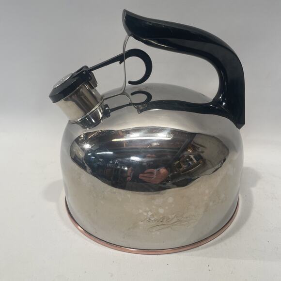 Vtg Paul Revere Ware 2 Qt. Copper Bottom Whistling Tea Kettle Pot Cu03 J - Picture 1 of 12